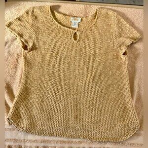 Talbot’s tan shortsleeve knit pullover scoop neck keyhole detail‎ L